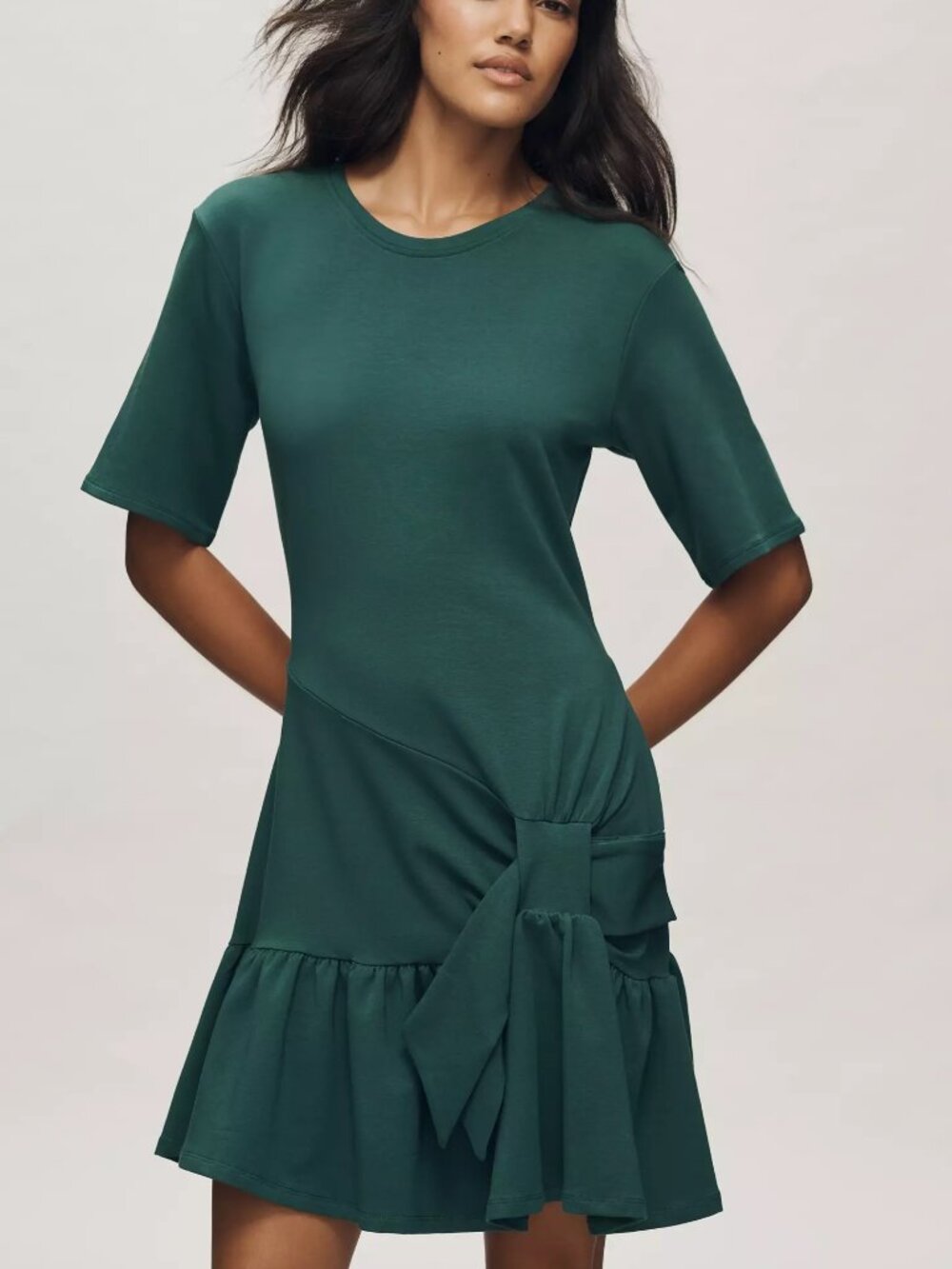 Anthropologie Daily Practice Short-Sleeve Drop-Waist T-Shirt Mini DRESS green